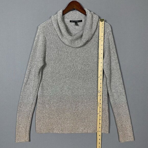 White House Black Market Silver Metallic Ombre Sweater Medium Cowl Neck Pullover - Picture 10 of 16